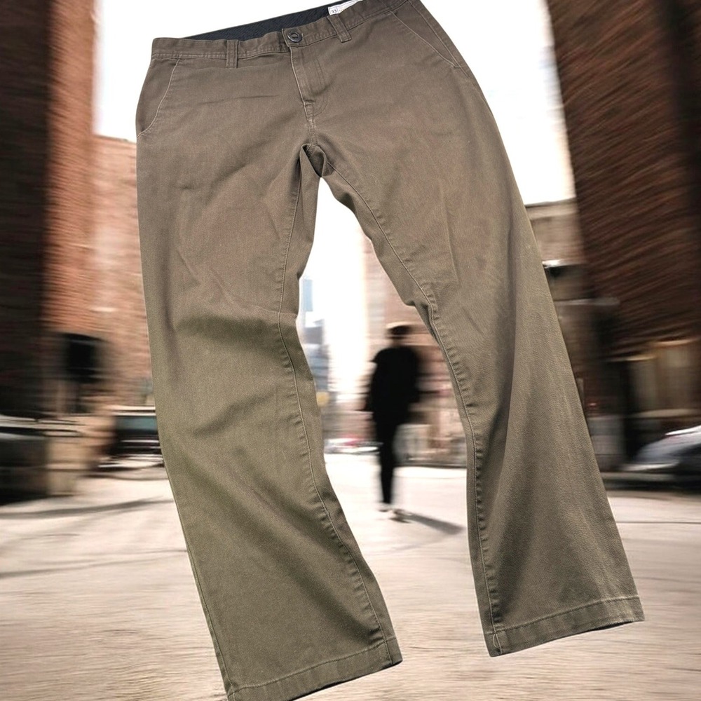 Volcom Frickin Modern Stretch‎ Chino Pants Mens 33 Brown Skate Casual Classic